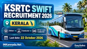 KSRTC SWIFT Recruitment 2026 in Kerala for Driver, Conductor and Driver-cum-Conductor posts; last date 22 October 2026